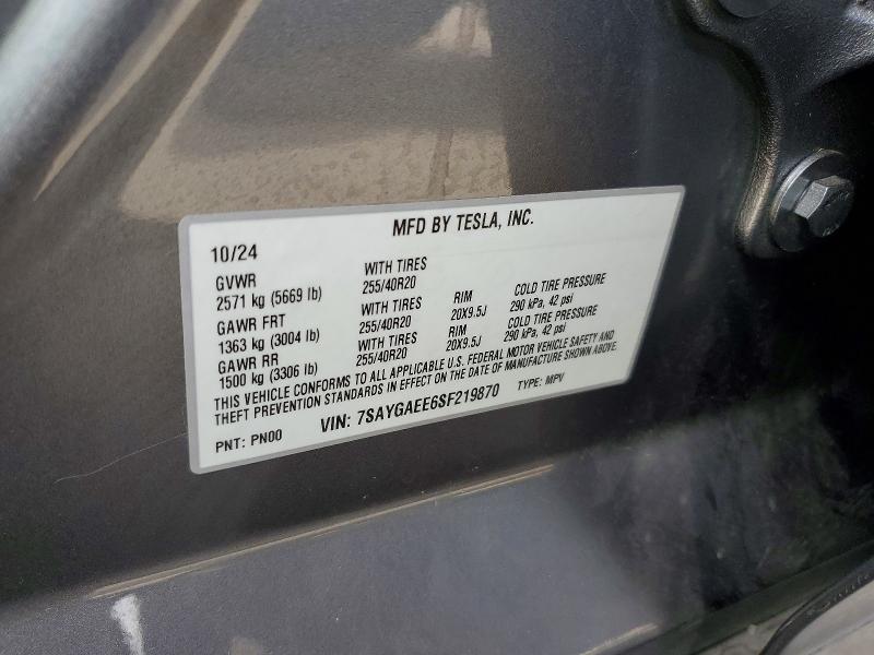 Продаж на аукціоні авто 2025 Tesla Model Y, vin: 7SAYGAEE6SF219870, номер лоту: 57356786