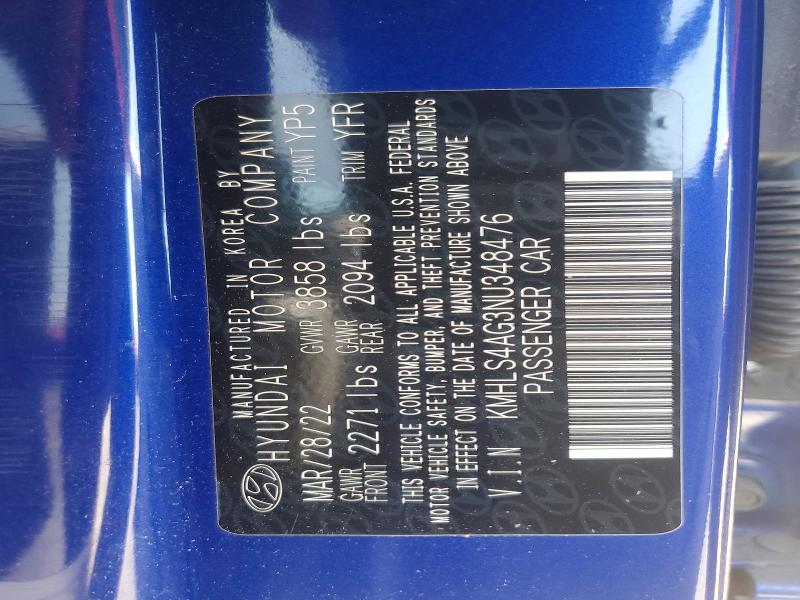 Auction sale of the 2022 Hyundai Elantra, vin: KMHLS4AG3NU348476, lot number: 57349666