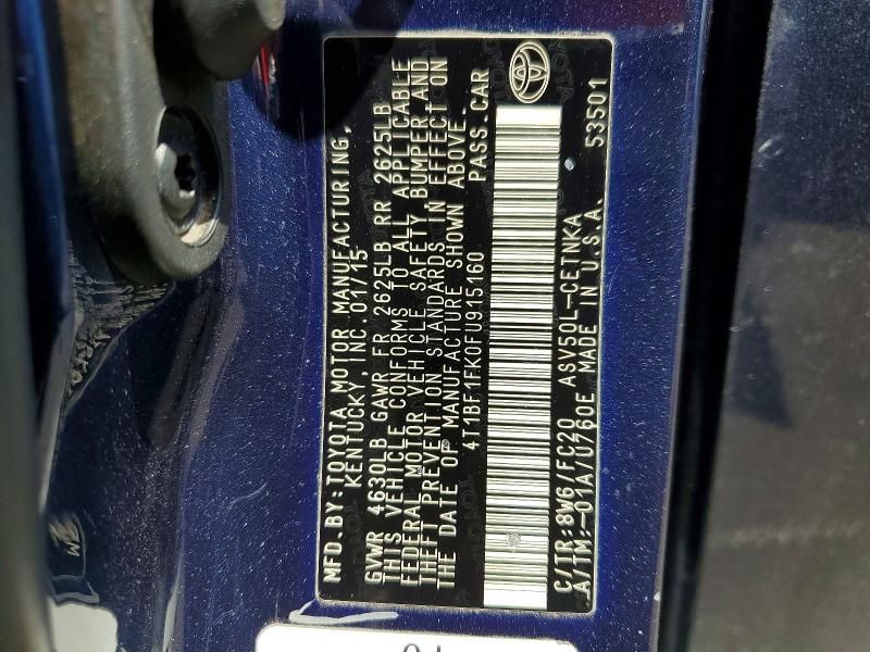 57366676 :رقم المزاد ، 4T1BF1FK0FU915160 vin ، 2015 Toyota Camry مزاد بيع