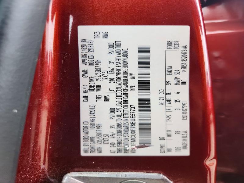 2014 Ford Escape მანქანა იყიდება აუქციონზე, vin: 1FMCU0F78EUE57737, აუქციონის ნომერი: 56672506