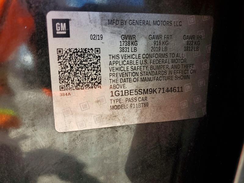 Продажа на аукционе авто 2019 Chevrolet Cruze, vin: 1G1BE5SM9K7144611, номер лота: 58247116