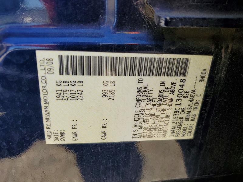 2009 Nissan Altima მანქანა იყიდება აუქციონზე, vin: 1N4AL21E39C130048, აუქციონის ნომერი: 57430986