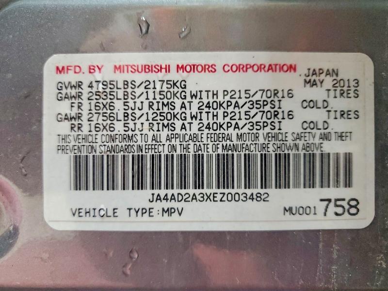 Продажа на аукционе авто 2014 Mitsubishi Outlander, vin: JA4AD2A3XEZ003482, номер лота: 57995296