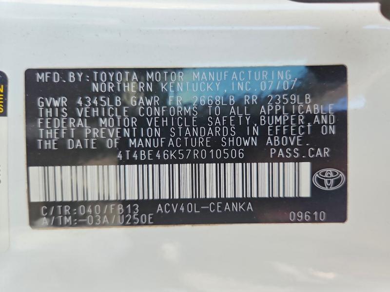 Продаж на аукціоні авто 2007 Toyota Camry, vin: 4T4BE46K57R010506, номер лоту: 56796266