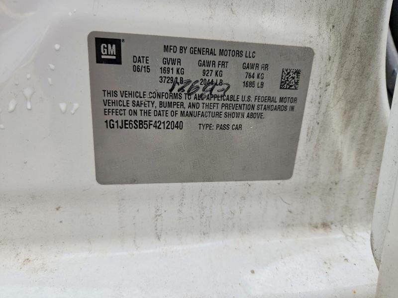 Aukcja sprzedaży 2015 Chevrolet Sonic, vin: 1G1JE6SB5F4212040, numer aukcji: 58289906