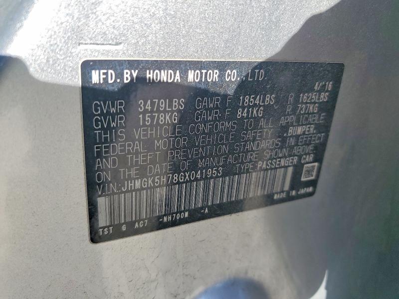 Aukcja sprzedaży 2016 Honda Fit, vin: JHMGK5H78GX041953, numer aukcji: 55955826