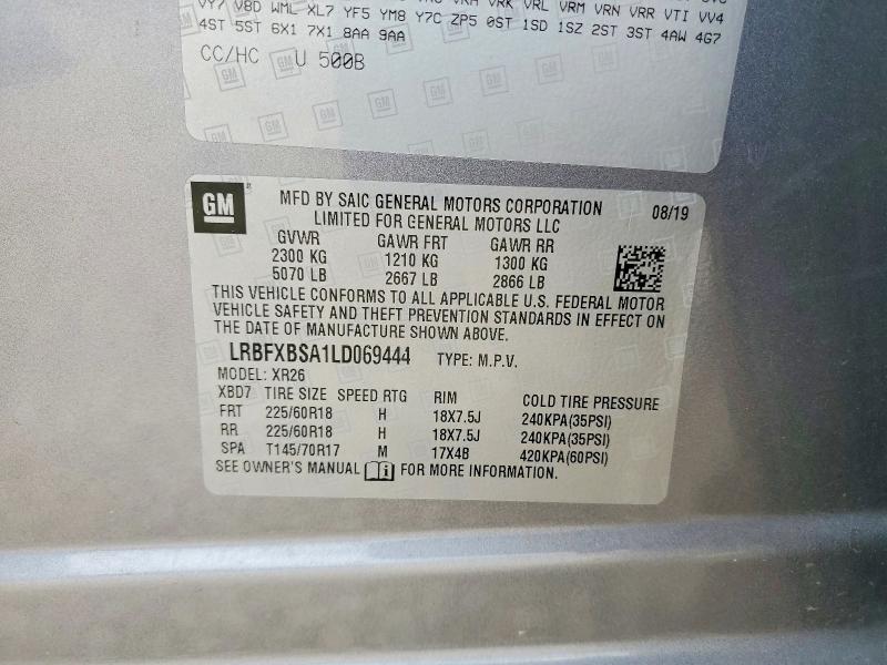 Aukcja sprzedaży 2020 Buick Envision, vin: LRBFXBSA1LD069444, numer aukcji: 56049966