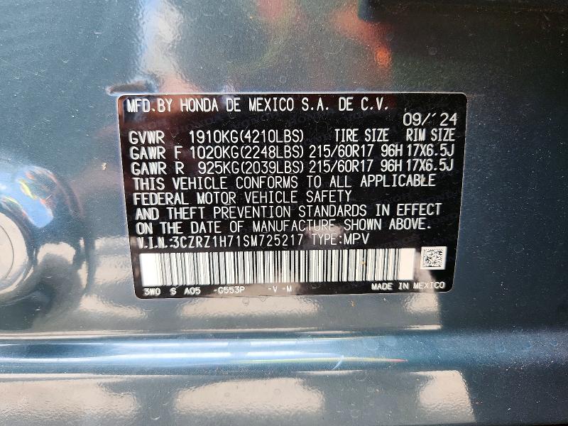 Продажа на аукционе авто 2025 Honda Hr-v, vin: 3CZRZ1H71SM725217, номер лота: 58456636