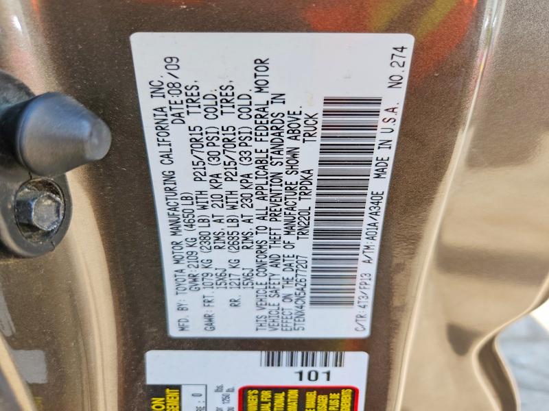 59093276 :رقم المزاد ، 5TENX4CN5AZ677207 vin ، 2010 Toyota Tacoma مزاد بيع