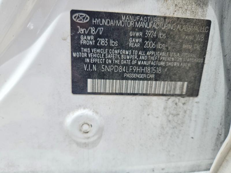 Aukcja sprzedaży 2017 Hyundai Elantra, vin: 5NPD84LF9HH181518, numer aukcji: 58193496
