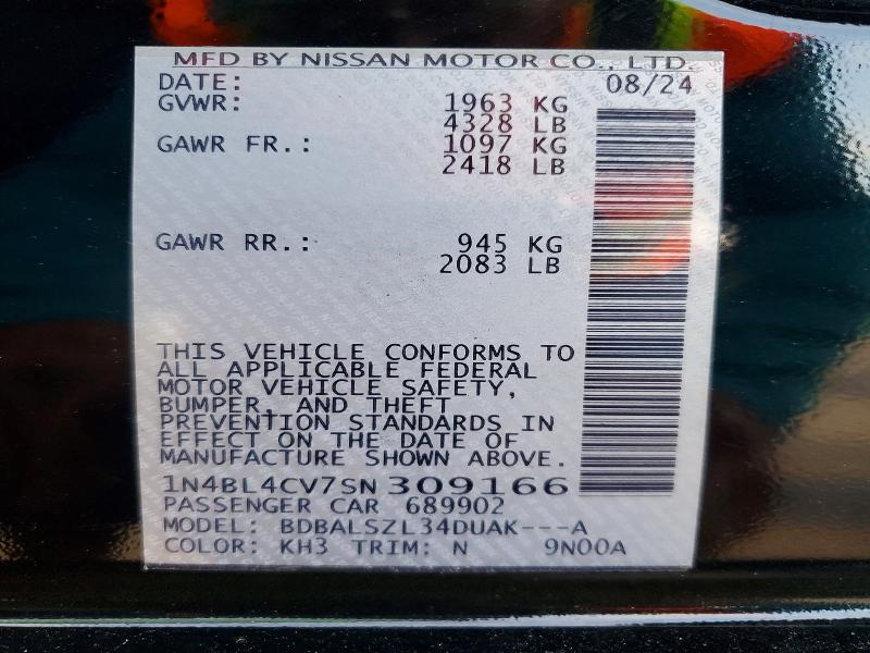 57352396 :رقم المزاد ، 1N4BL4CV7SN309166 vin ، 2025 Nissan Altima مزاد بيع
