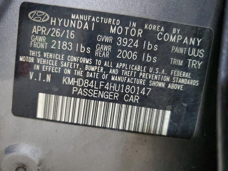 Продаж на аукціоні авто 2017 Hyundai Elantra, vin: KMHD84LF4HU180147, номер лоту: 55574486