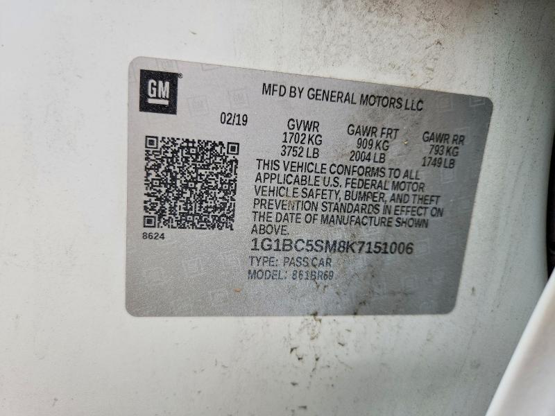 Aukcja sprzedaży 2019 Chevrolet Cruze, vin: 1G1BC5SM8K7151006, numer aukcji: 55928526