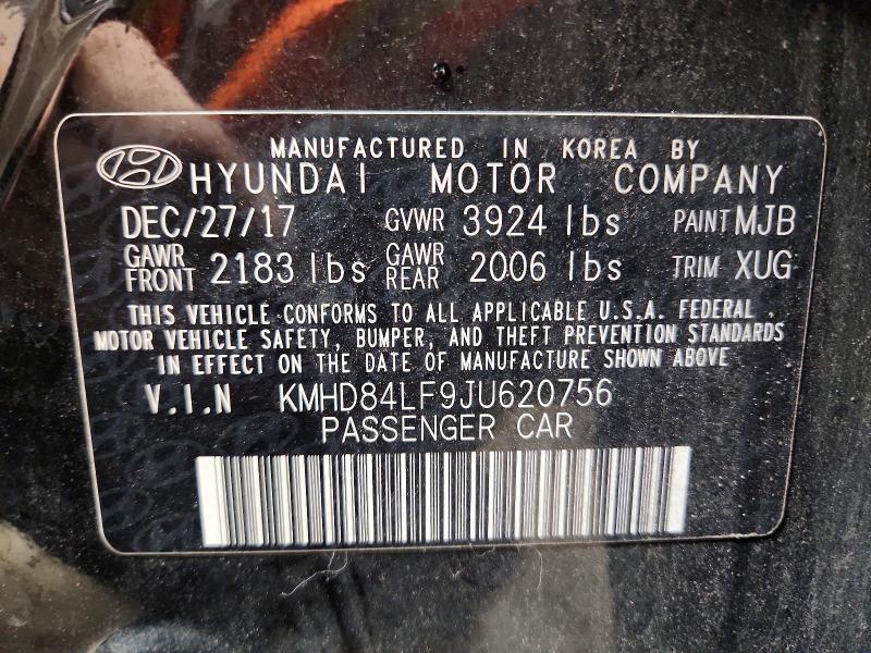 Продаж на аукціоні авто 2018 Hyundai Elantra, vin: KMHD84LF9JU620756, номер лоту: 57940376