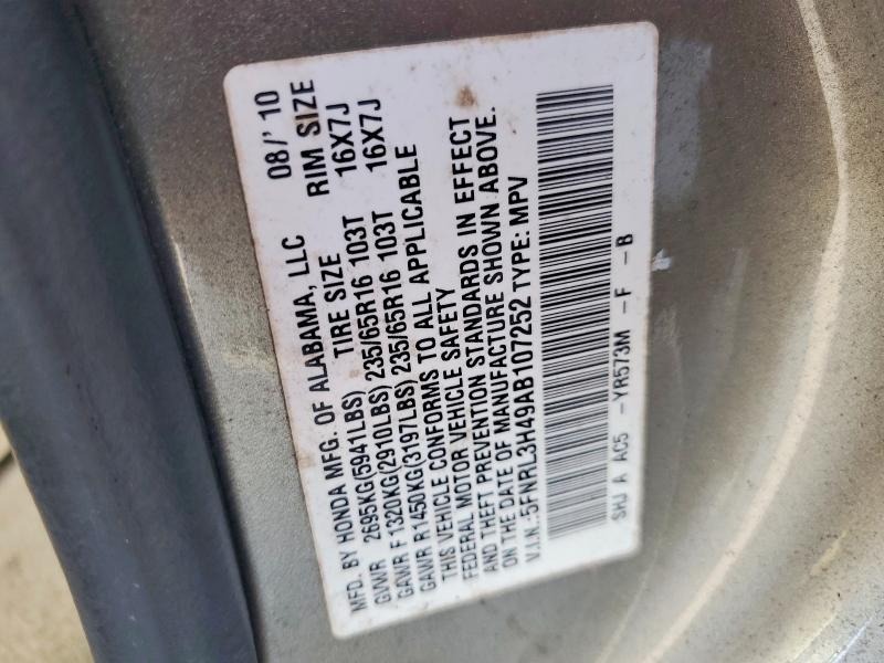 Продаж на аукціоні авто 2010 Honda Odyssey, vin: 5FNRL3H49AB107252, номер лоту: 58515286