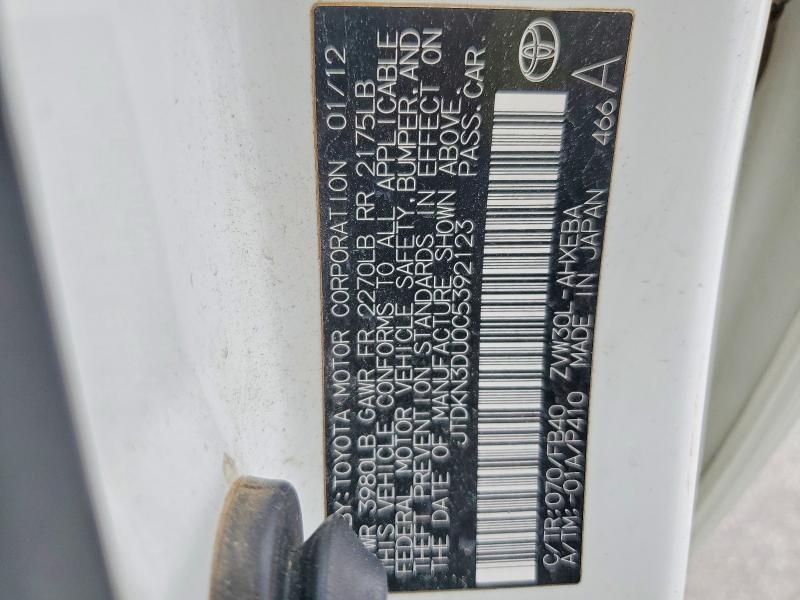 58102296 :رقم المزاد ، JTDKN3DU0C5392123 vin ، 2012 Toyota Prius مزاد بيع