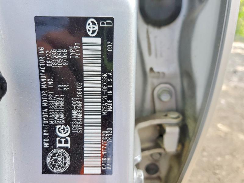 55128816 :رقم المزاد ، 5YFB4MBE9NP126402 vin ، 2022 Toyota Corolla مزاد بيع