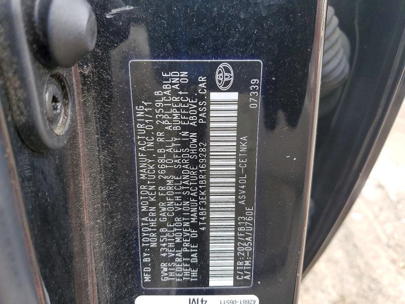 Aukcja sprzedaży 2011 Toyota Camry, vin: 4T4BF3EK1BR169282, numer aukcji: 55744336