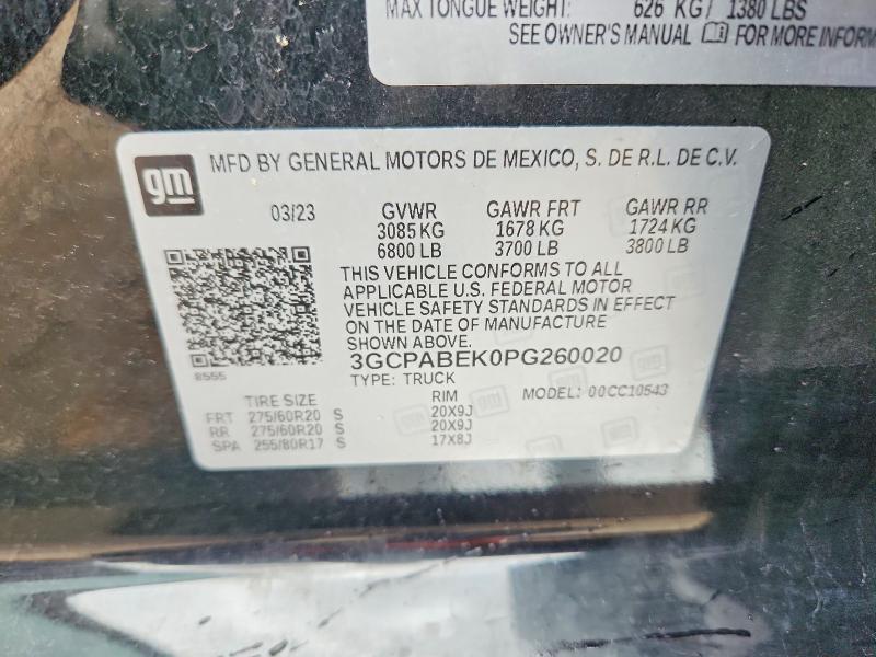 Продаж на аукціоні авто 2023 Chevrolet Silverado, vin: 3GCPABEK0PG260020, номер лоту: 56118286