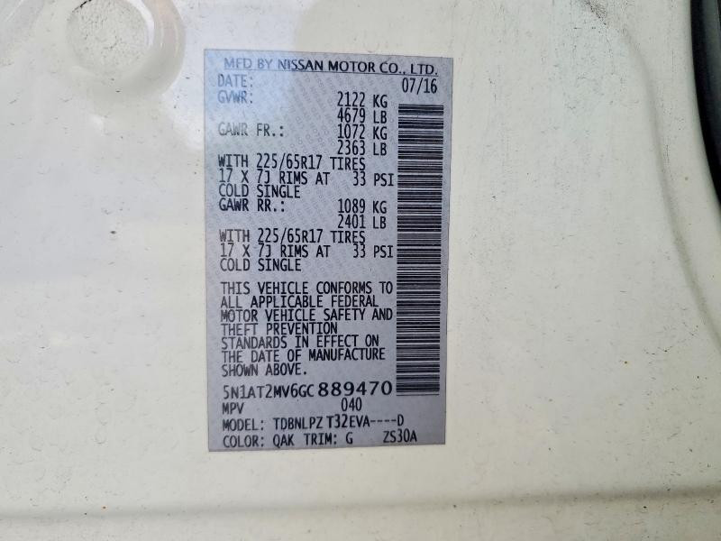 Aukcja sprzedaży 2016 Nissan Rogue, vin: 5N1AT2MV6GC889470, numer aukcji: 55895546