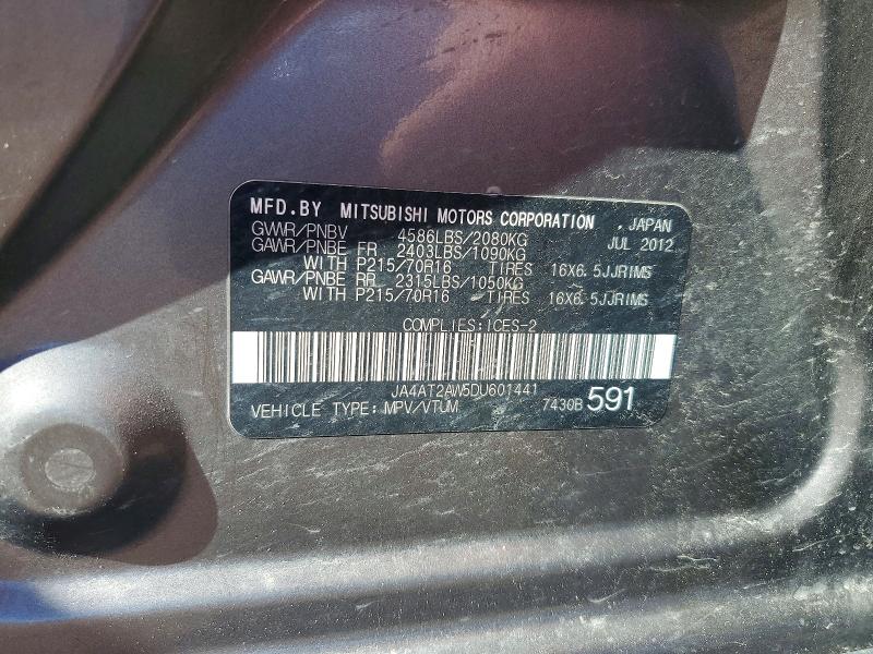 55505516 :رقم المزاد ، JA4AT2AW5DU601441 vin ، 2013 Mitsubishi Outlander مزاد بيع