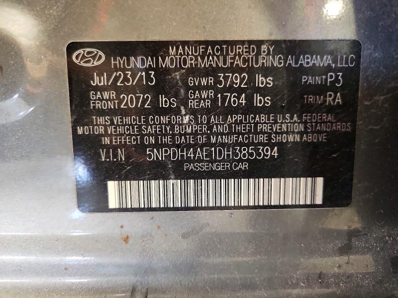 Продажа на аукционе авто 2013 Hyundai Elantra, vin: 5NPDH4AE1DH385394, номер лота: 55606806