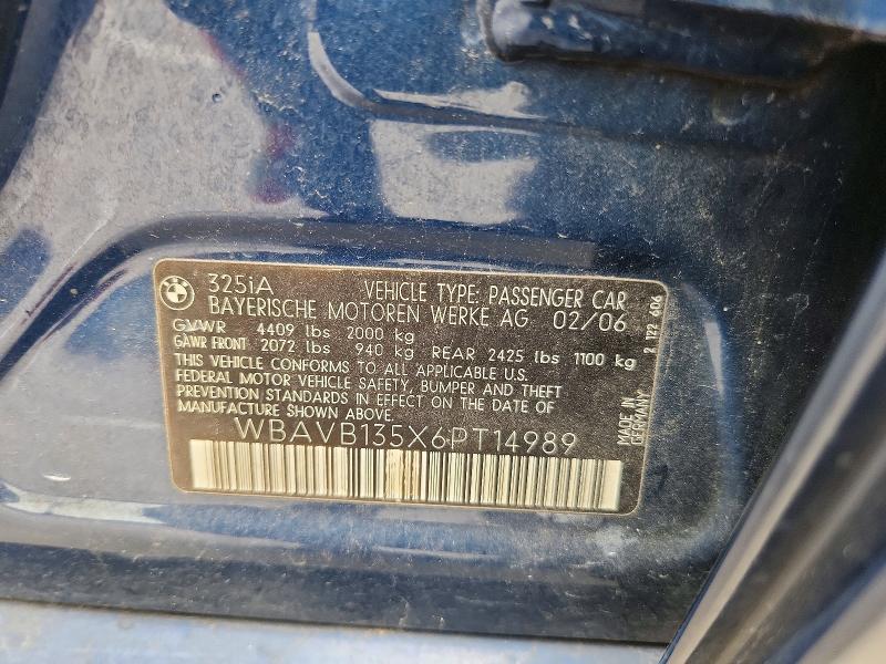 Продаж на аукціоні авто 2006 Bmw 325, vin: WBAVB135X6PT14989, номер лоту: 56235386