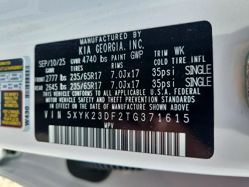 76293565 :رقم المزاد ، 5XYK23DF2TG371615 vin ، 2026 Kia Sportage مزاد بيع