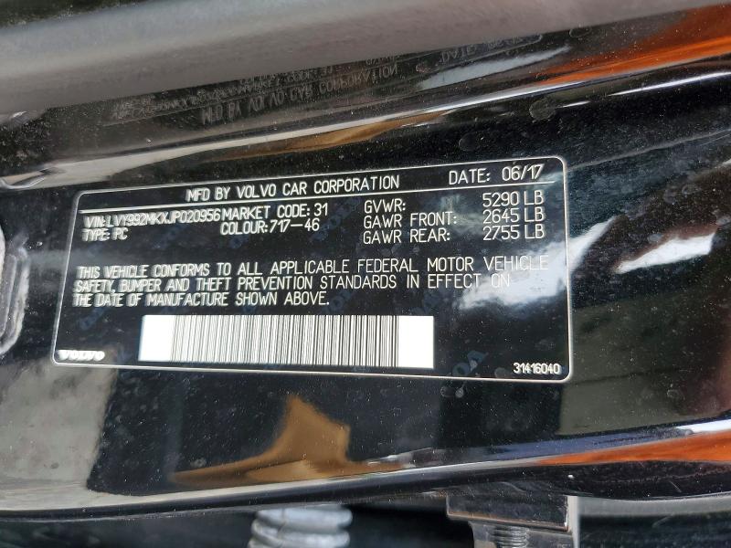 Aukcja sprzedaży 2018 Volvo S90, vin: LVY992MKXJP020956, numer aukcji: 56424566