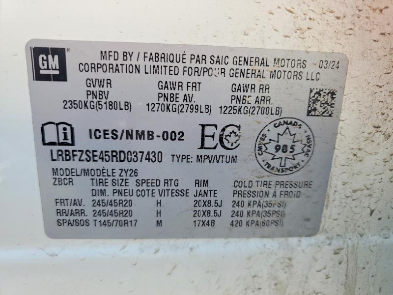 56027636 :رقم المزاد ، LRBFZSE45RD037430 vin ، 2024 Buick Envision مزاد بيع