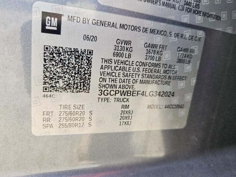 56625926 :رقم المزاد ، 3GCPWBEF4LG342024 vin ، 2020 Chevrolet Silverado مزاد بيع