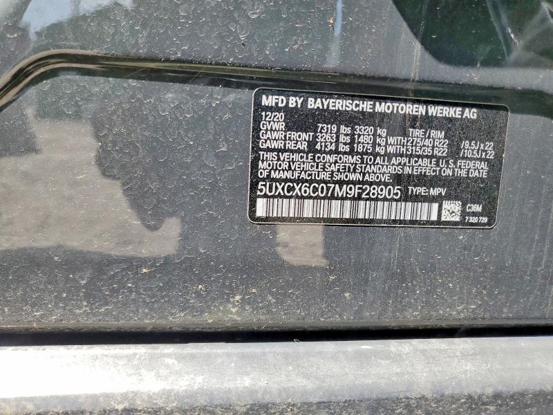 Aukcja sprzedaży 2021 Bmw X7, vin: 5UXCX6C07M9F28905, numer aukcji: 58560636