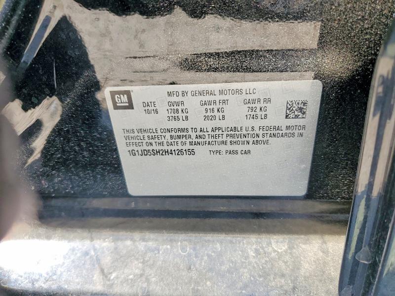 2017 Chevrolet Sonic მანქანა იყიდება აუქციონზე, vin: 1G1JD5SH2H4126155, აუქციონის ნომერი: 57361006