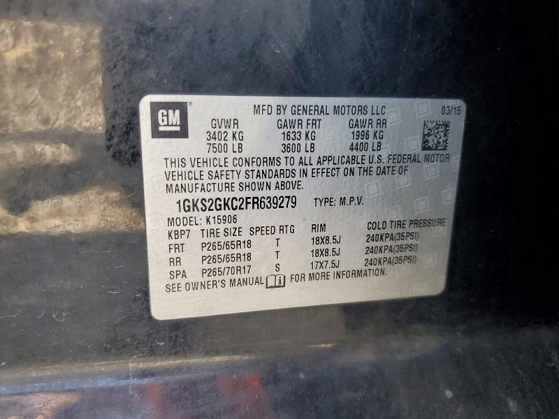 Aukcja sprzedaży 2015 Gmc Yukon Xl, vin: 1GKS2GKC2FR639279, numer aukcji: 55760706