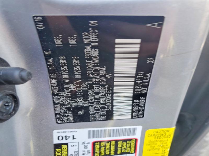 56827866 :رقم المزاد ، 5TDJK3DCXGS137071 vin ، 2016 Toyota Sienna مزاد بيع