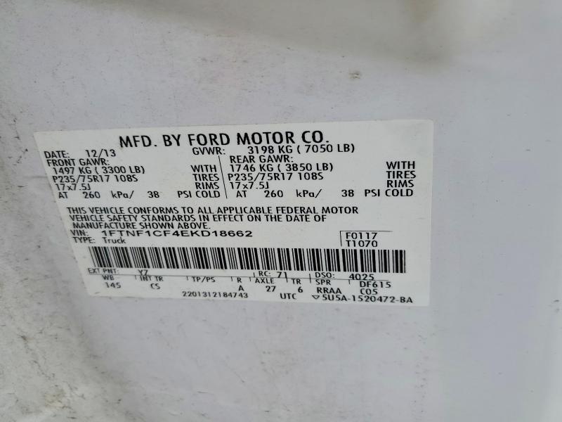 Продаж на аукціоні авто 2014 Ford F150 2wd, vin: 1FTNF1CF4EKD18662, номер лоту: 57565146
