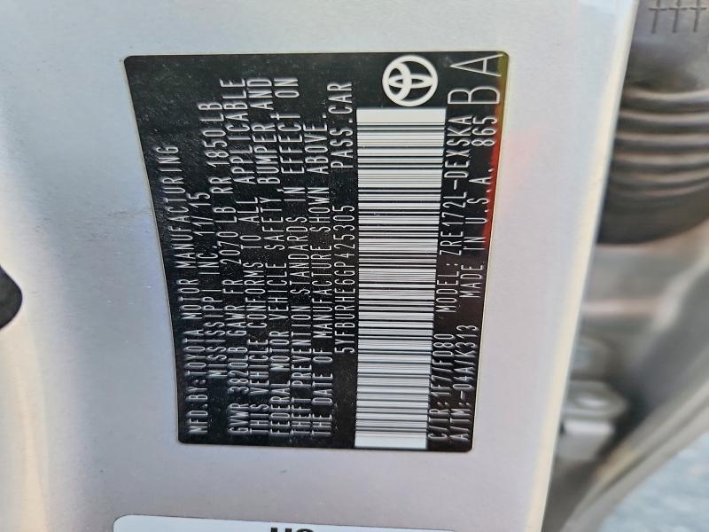 Aukcja sprzedaży 2016 Toyota Corolla, vin: 5YFBURHE6GP425305, numer aukcji: 56844746