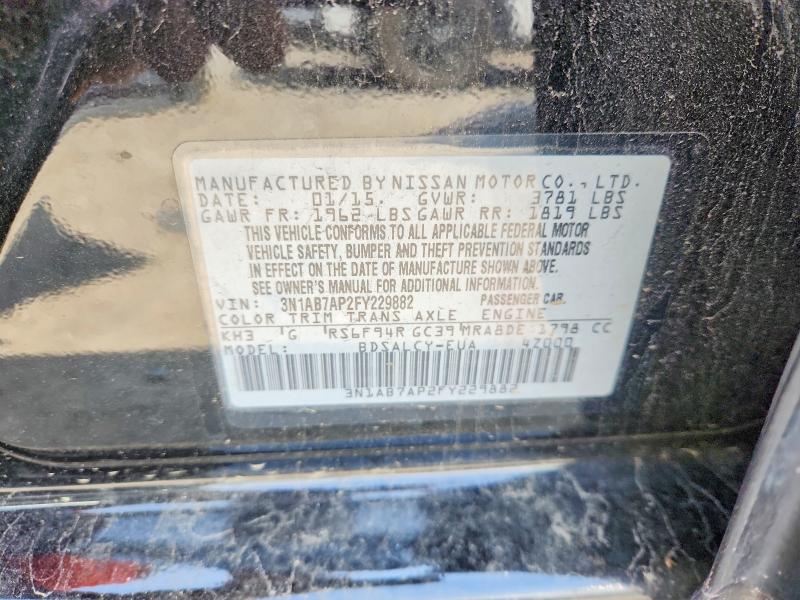 56710526 :رقم المزاد ، 3N1AB7AP2FY229882 vin ، 2015 Nissan Sentra مزاد بيع