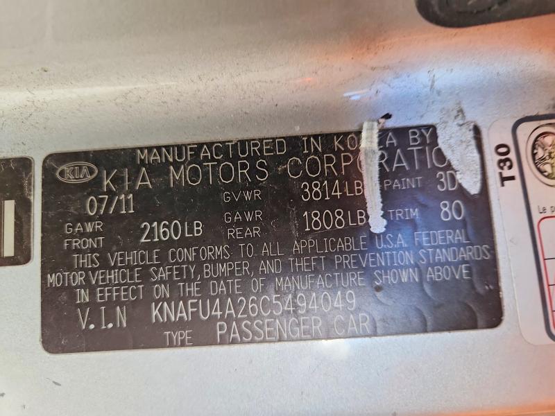 Продаж на аукціоні авто 2012 Kia Forte, vin: KNAFU4A26C5494049, номер лоту: 56608416