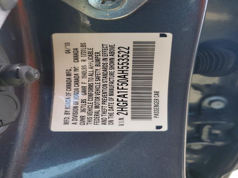 Продаж на аукціоні авто 2010 Honda Civic, vin: 2HGFA1F50AH553522, номер лоту: 55702786