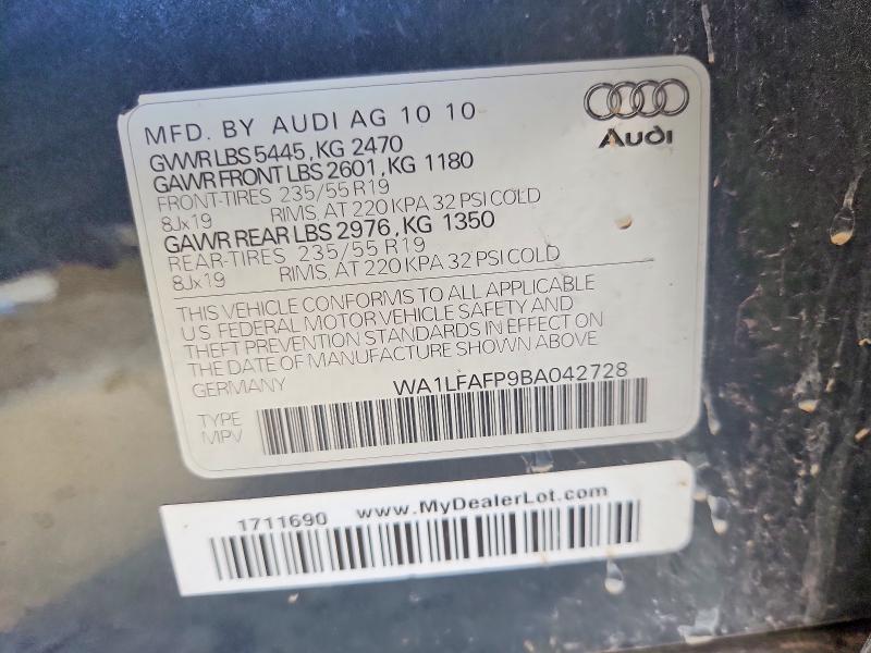 Продаж на аукціоні авто 2011 Audi Q5, vin: WA1LFAFP9BA042728, номер лоту: 56785996