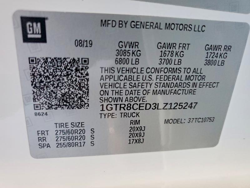 Продажа на аукционе авто 2020 Gmc Sierra, vin: 1GTR8CED3LZ125247, номер лота: 57578876