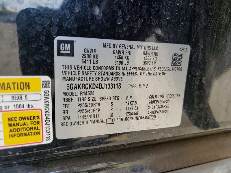 Продажа на аукционе авто 2013 Buick Enclave, vin: 5GAKRCKD4DJ133118, номер лота: 59148316