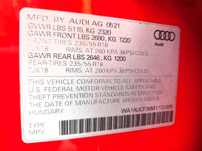 Продажа на аукционе авто 2021 Audi Q3, vin: WA1AUCF36M1132895, номер лота: 58777576