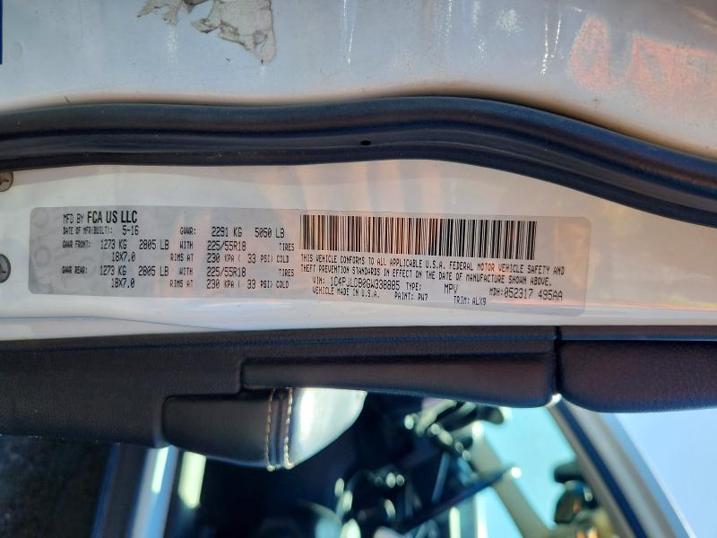 56510876 :رقم المزاد ، 1C4PJLDB0GW338885 vin ، 2016 Jeep Cherokee مزاد بيع