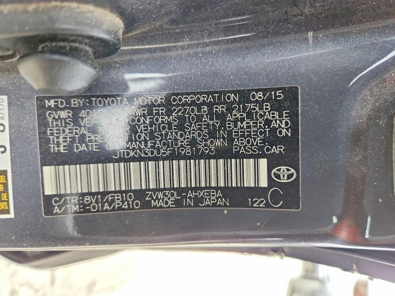 Продаж на аукціоні авто 2015 Toyota Prius, vin: JTDKN3DU5F1981793, номер лоту: 85618515