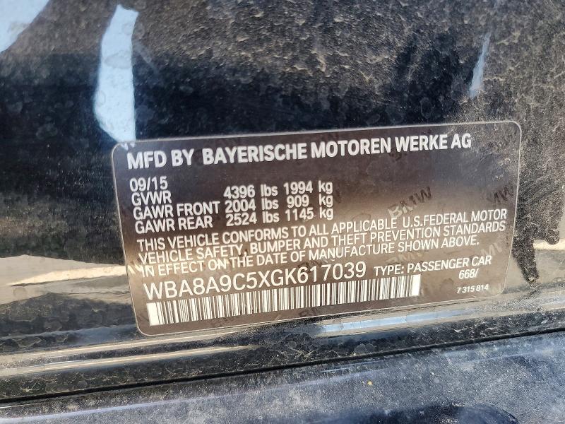 Aukcja sprzedaży 2016 Bmw 320, vin: WBA8A9C5XGK617039, numer aukcji: 57025536