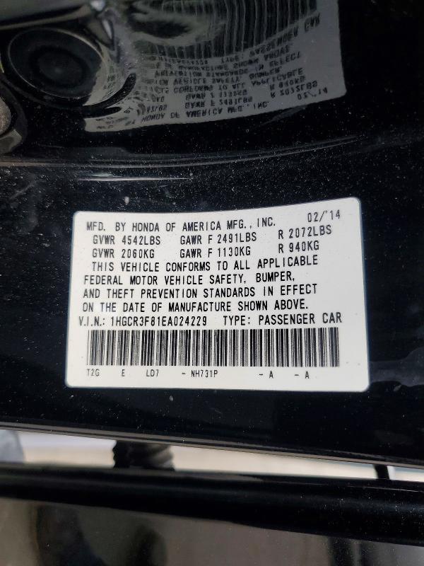 Aukcja sprzedaży 2014 Honda Accord, vin: 1HGCR3F81EA024229, numer aukcji: 59378546