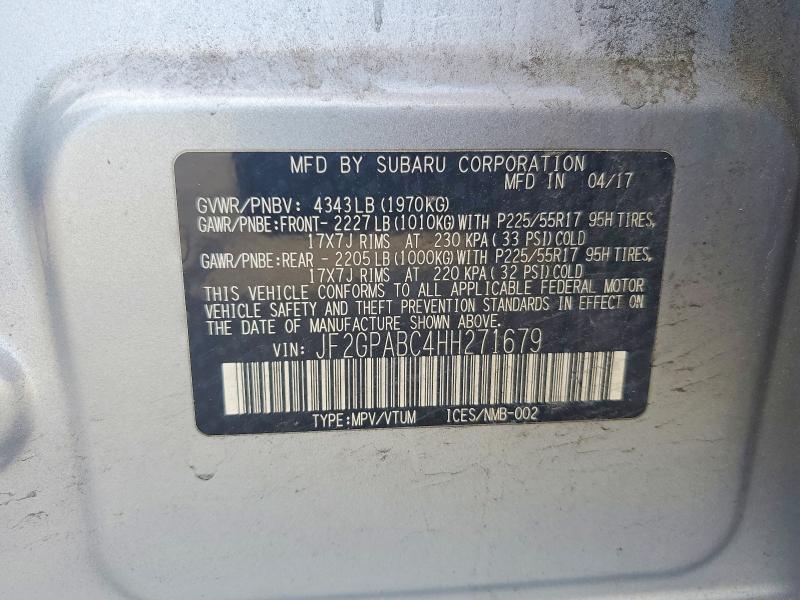 Продажа на аукционе авто 2017 Subaru Crosstrek, vin: JF2GPABC4HH271679, номер лота: 56176036