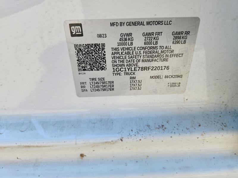 57854816 :رقم المزاد ، 1GC1YLE78RF220176 vin ، 2024 Chevrolet Silverado مزاد بيع
